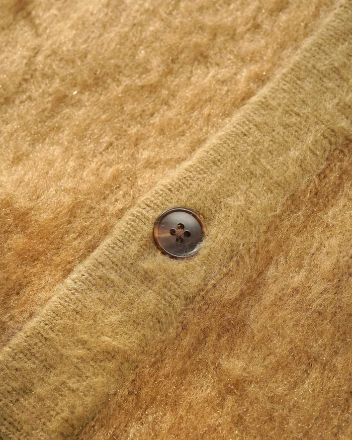 Butter Goods Fleece Men Mohair Button Up Knitted Shirt Tan Butter Goods Fleece Men Mohair Button Up Knitted Shirt Tan