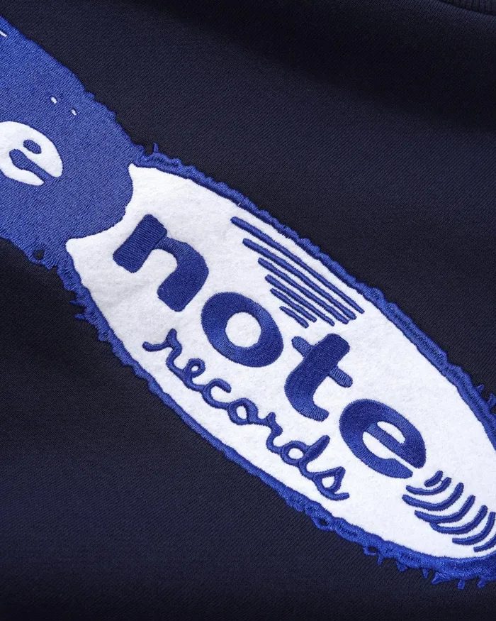 Butter Goods Fleece Men Records Logo Felt Applique Crewneck Navy Butter Goods Fleece Men Records Logo Felt Applique Crewneck Navy