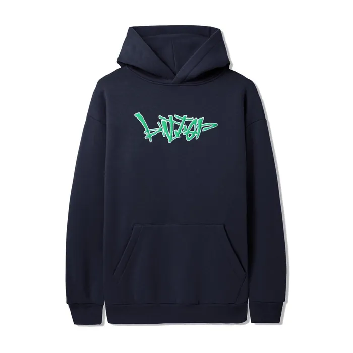 Butter Goods Fleece Men Scratch Applique Pullover Hood Deep Navy