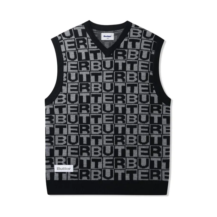 Butter Goods Fleece Men Tiles Knitted Vest Black