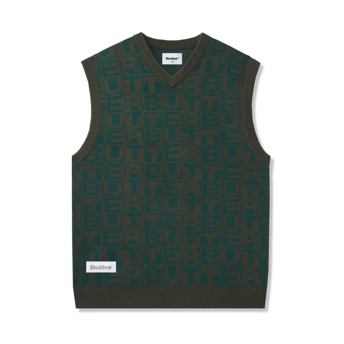 Butter Goods Fleece Men Tiles Knitted Vest Green