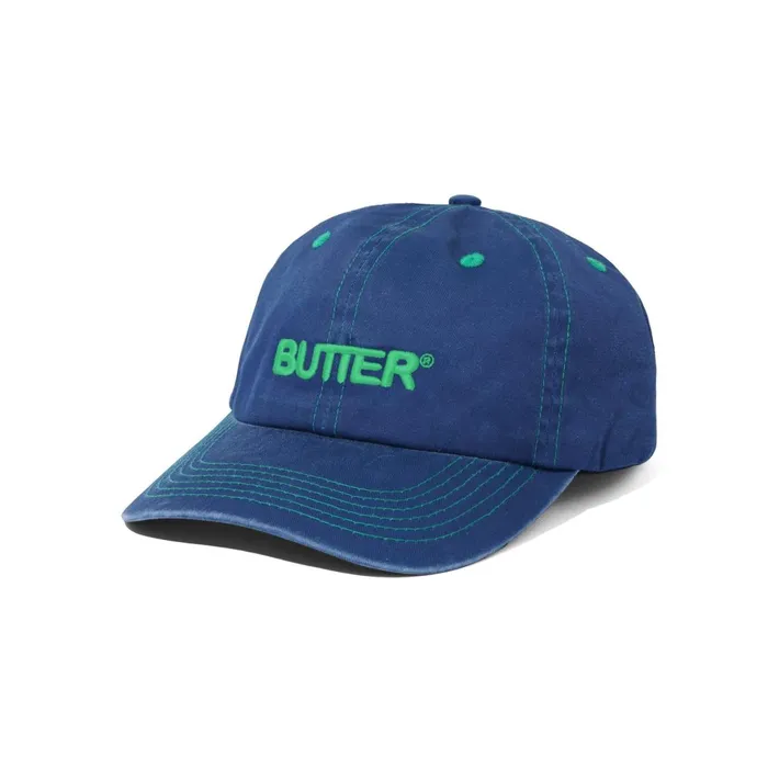 Butter Goods Hats Men Rounded Logo 6 Panel Cap Navy