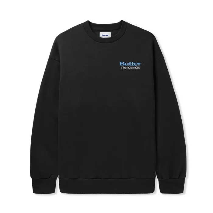 Butter Goods Internationale Embroidered Crewneck Black Men Fleece