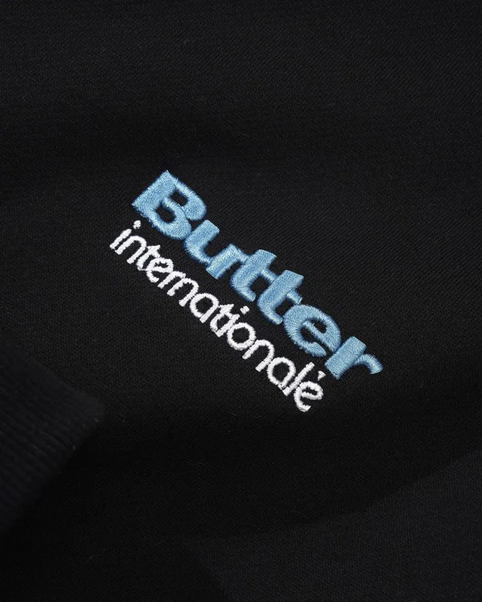 Butter Goods Internationale Embroidered Crewneck Black Men Fleece Butter Goods Internationale Embroidered Crewneck Black Men Fleece