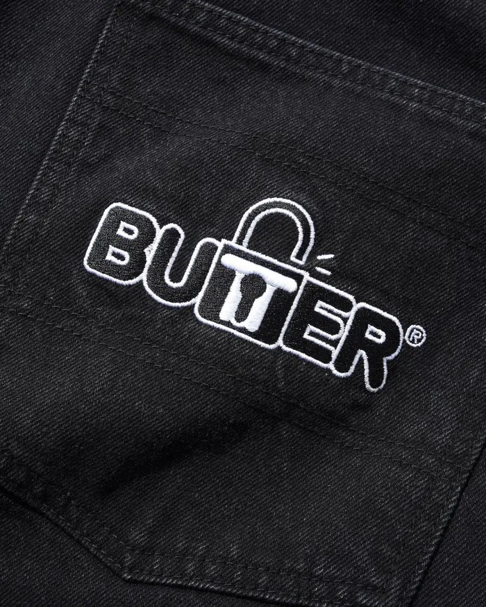 Butter Goods Lock Baggy Denim Jeans Flat Black Men Pants Butter Goods Lock Baggy Denim Jeans Flat Black Men Pants