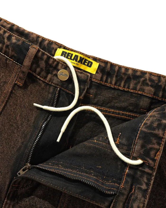 Butter Goods Pants Men Breakdown Relaxed Denim Jeans Acid Wash Brown Butter Goods Pants Men Breakdown Relaxed Denim Jeans Acid Wash Brown