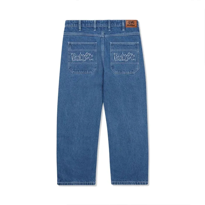Butter Goods Pants Men Breakdown Relaxed Denim Jeans Solid Blue
