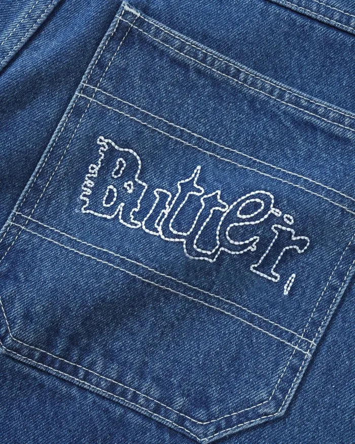 Butter Goods Pants Men Breakdown Relaxed Denim Jeans Solid Blue