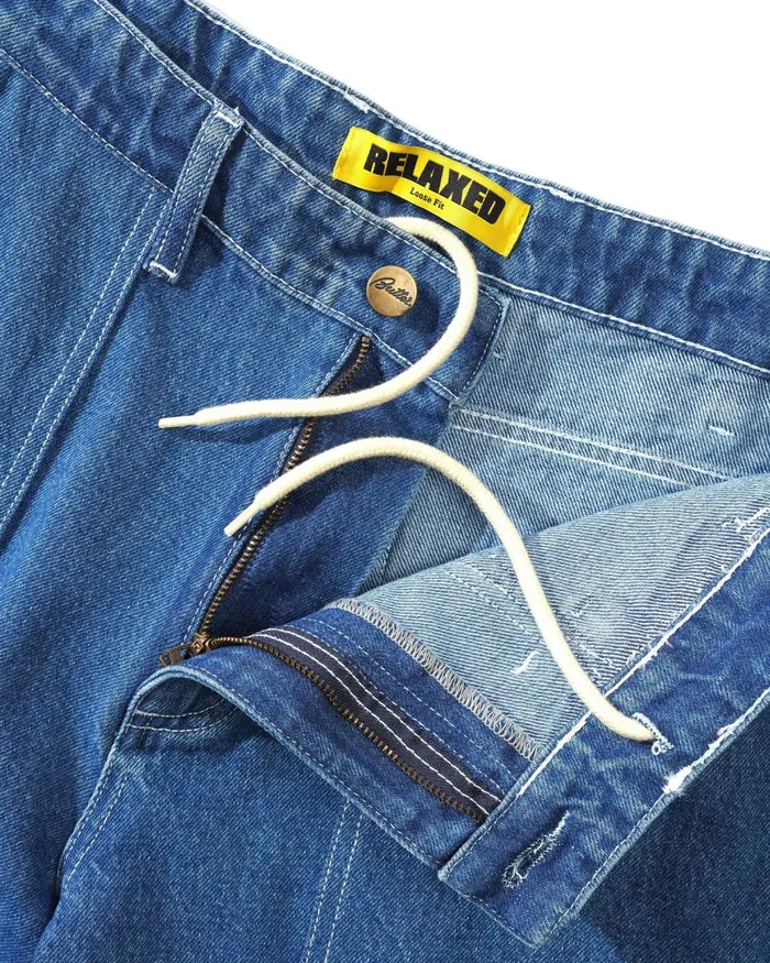 Butter Goods Pants Men Breakdown Relaxed Denim Jeans Solid Blue