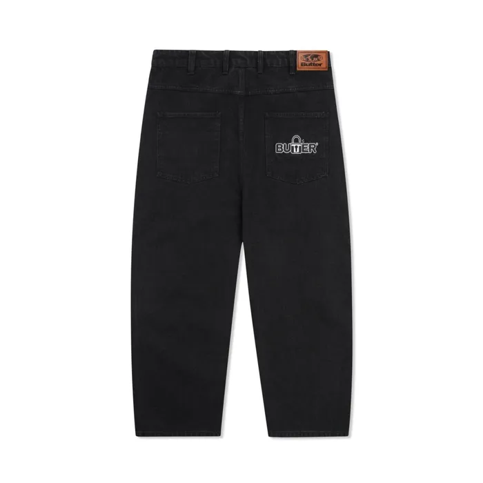 Butter Goods Pants Men Lock Baggy Denim Jeans Flat Black Butter Goods Pants Men Lock Baggy Denim Jeans Flat Black