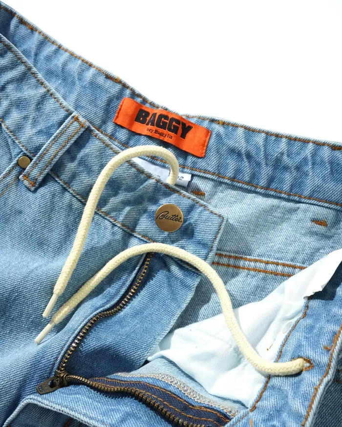 Butter Goods Pants Men Lock Baggy Denim Jeans Light Indigo Butter Goods Pants Men Lock Baggy Denim Jeans Light Indigo