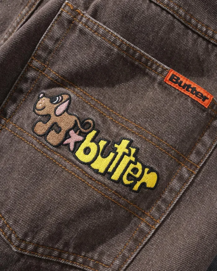 Butter Goods Pants Men Pooch Relaxed Denim Jeans Washed Brown