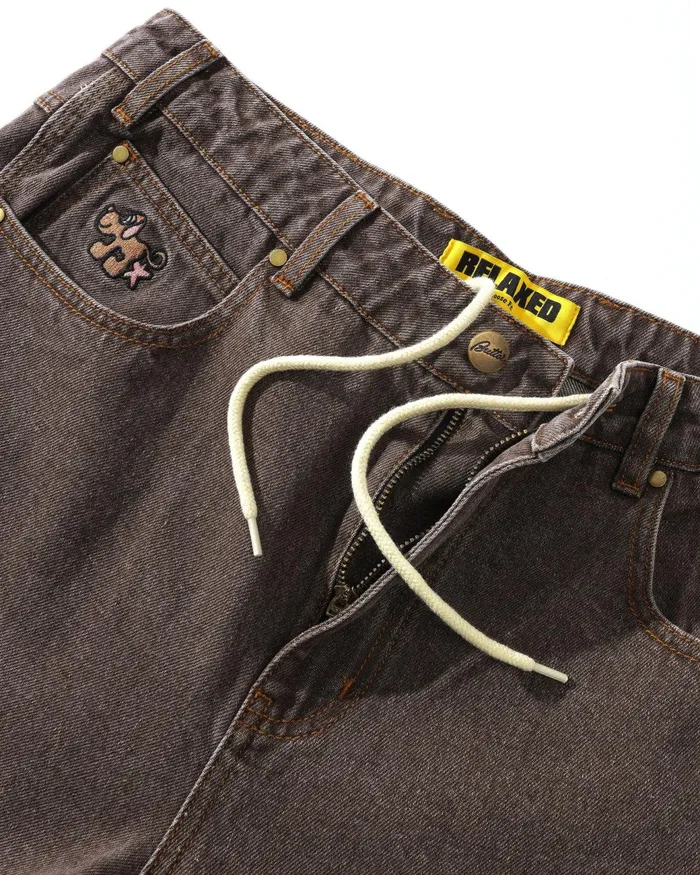 Butter Goods Pants Men Pooch Relaxed Denim Jeans Washed Brown