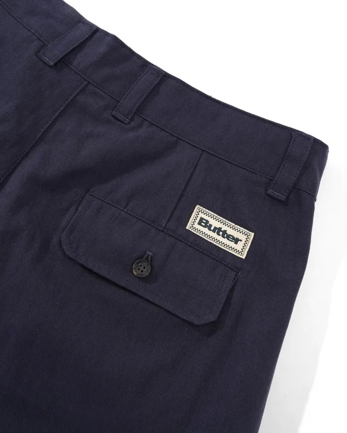 Butter Goods Pleated Trousers Navy Men Pants Butter Goods Pleated Trousers Navy Men Pants