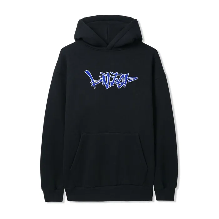 Butter Goods Scratch Applique Pullover Hood Black Men Fleece