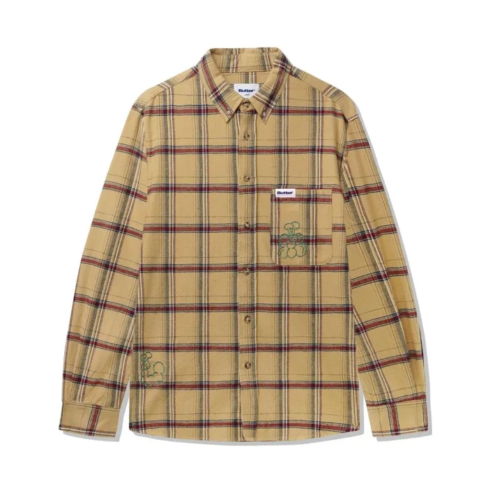 Butter Goods Shirts Men Bugs Flannel Shirt Tan