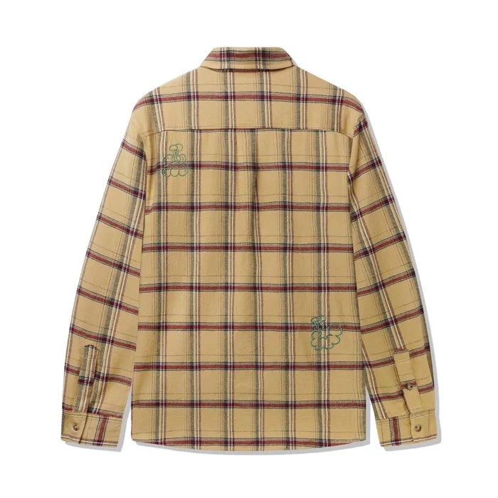 Butter Goods Shirts Men Bugs Flannel Shirt Tan Butter Goods Shirts Men Bugs Flannel Shirt Tan