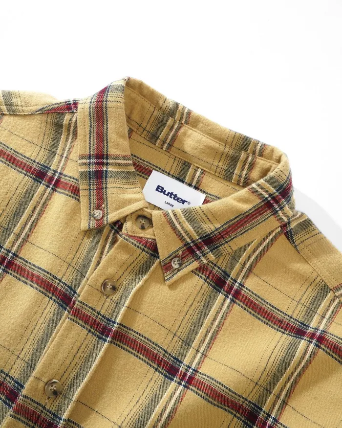 Butter Goods Shirts Men Bugs Flannel Shirt Tan Butter Goods Shirts Men Bugs Flannel Shirt Tan