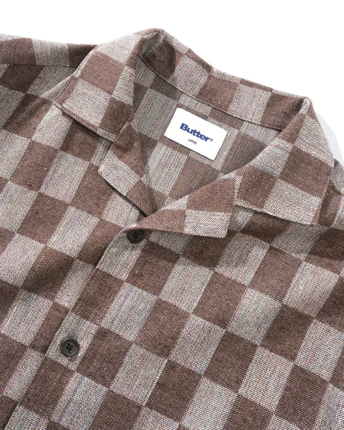 Butter Goods Shirts Men Checker Vacation SS Shirt Chocolate