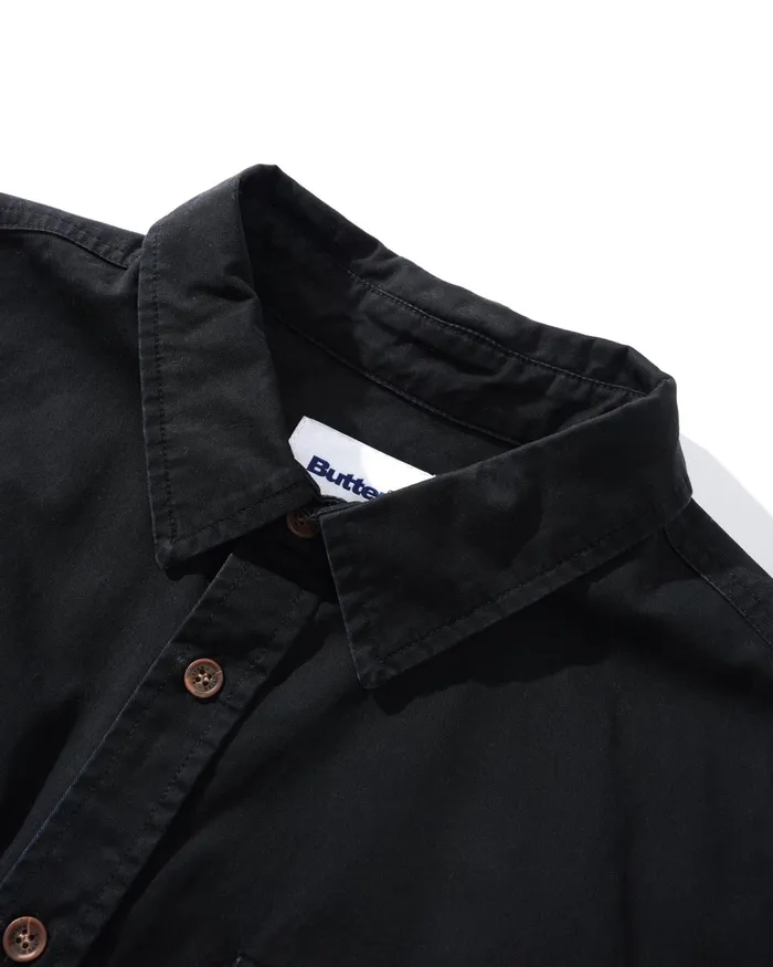 Butter Goods Shirts Men Washed Pocket LS Shirt Black Butter Goods Shirts Men Washed Pocket LS Shirt Black