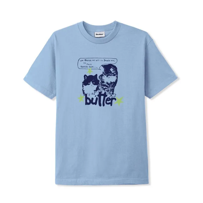 Butter Goods TShirts Men Upside Down Tee Lake Blue