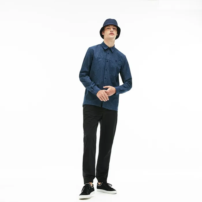 Button Down Shirts Lacoste Mens Motion Regular Fit Shirt Blue Chine On Sale