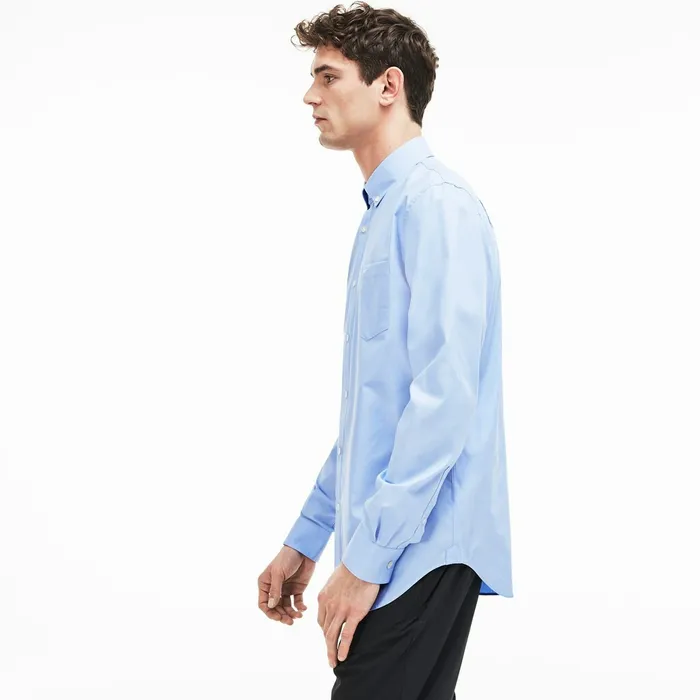 Button Down Shirts Lacoste Mens Regular Fit Cotton Mini Piqu Shirt Light Blue Store