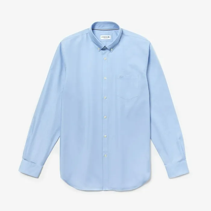 Button Down Shirts Lacoste Mens Regular Fit Cotton Mini Piqu Shirt Light Blue Store