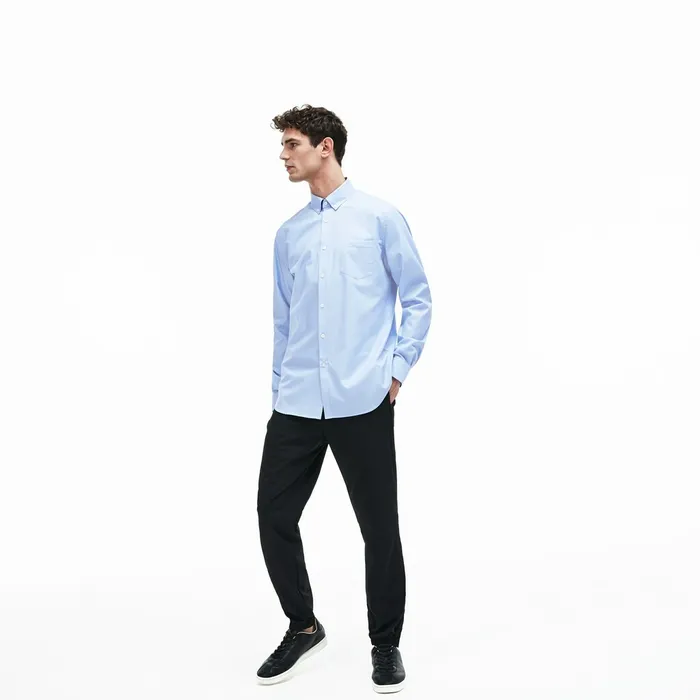 Button Down Shirts Lacoste Mens Regular Fit Cotton Mini Piqu Shirt Light Blue Store