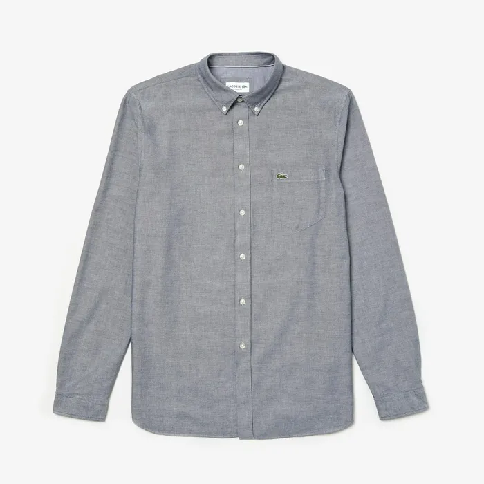 Button Down Shirts Lacoste Mens Regular Fit Cotton Oxford Shirt Navy Blue For Sale