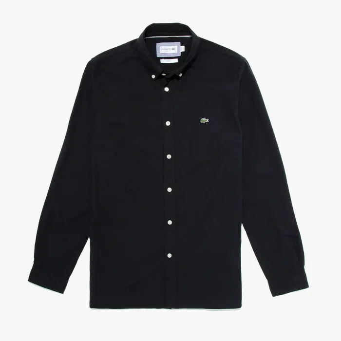 Button Down Shirts Lacoste Mens Slim Fit Stretch Cotton Poplin Shirt Black On Sale Button Down Shirts Lacoste Mens Slim Fit Stretch Cotton Poplin Shirt Black On Sale