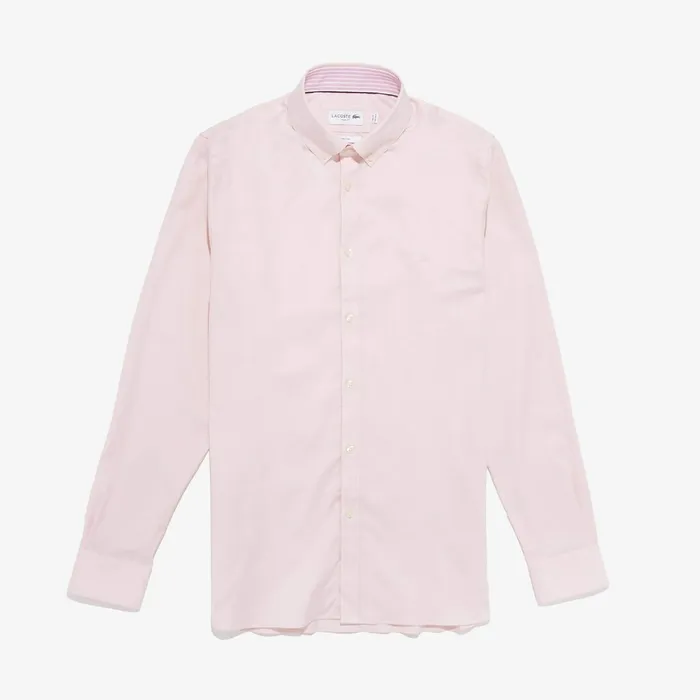 Button Down Shirts Lacoste Mens Slim Fit Stretch Cotton Shirt Light Pink Gift for Friend Button Down Shirts Lacoste Mens Slim Fit Stretch Cotton Shirt Light Pink Gift for Friend