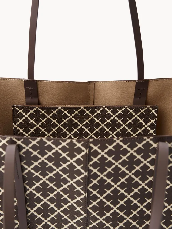 By Malene Birger Tasker Dame Abi Printed Tote Bag Warm Brown