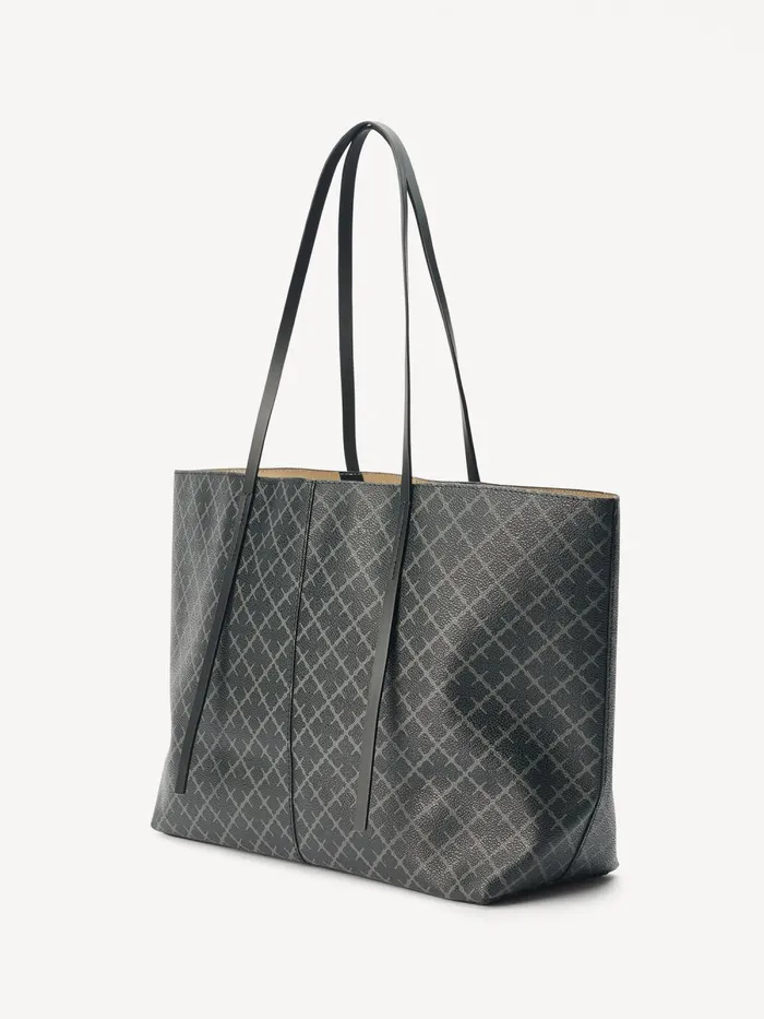 By Malene Birger Tasker Dame Abigail Tote Bag Med Print Charcoal