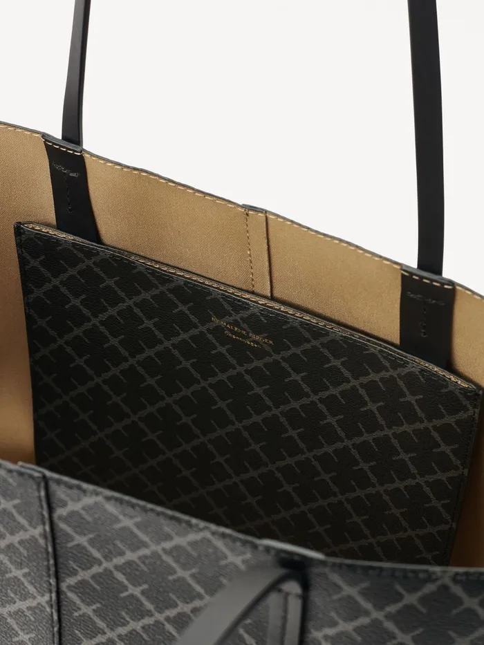 By Malene Birger Tasker Dame Abigail Tote Bag Med Print Charcoal