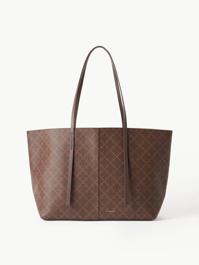 By Malene Birger Tasker Dame Abigail Tote Bag Med Print Dark Brown
