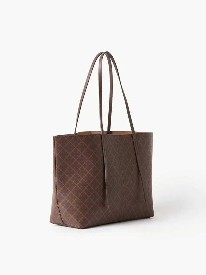 By Malene Birger Tasker Dame Abigail Tote Bag Med Print Dark Brown