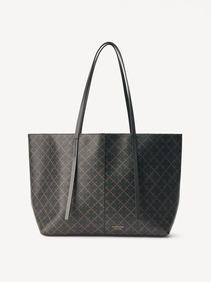 By Malene Birger Tasker Dame Abigail Tote Bag Med Print Dark Chokolate