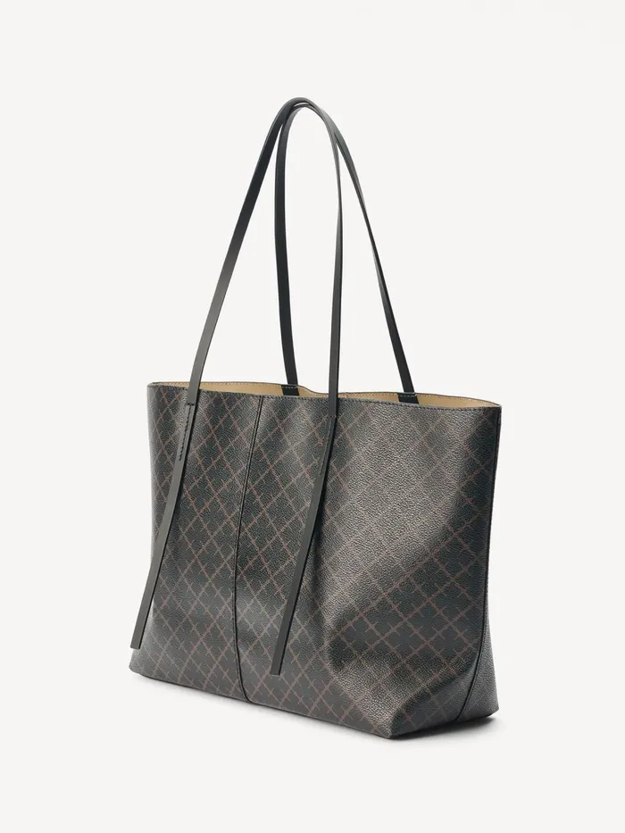 By Malene Birger Tasker Dame Abigail Tote Bag Med Print Dark Chokolate