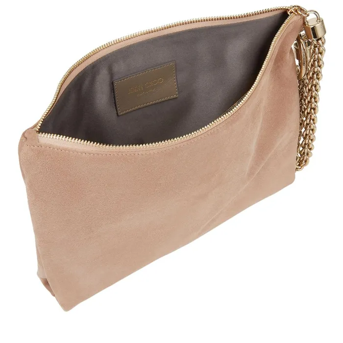Callie Ballet Pink Suede Clutch Bag Ballet Pink Women JIMMY CHOO Clutch Bags