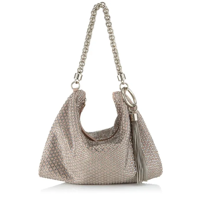Callie Ballet Pink Suede Clutch Bag With Diamond Motif And Crystal Hotfix Ballet Pink Women JIMMY CHOO Clutch Bags