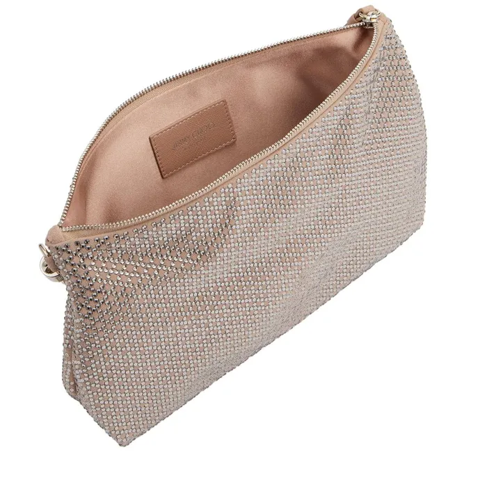 Callie Ballet Pink Suede Clutch Bag With Diamond Motif And Crystal Hotfix Ballet Pink Women JIMMY CHOO Clutch Bags
