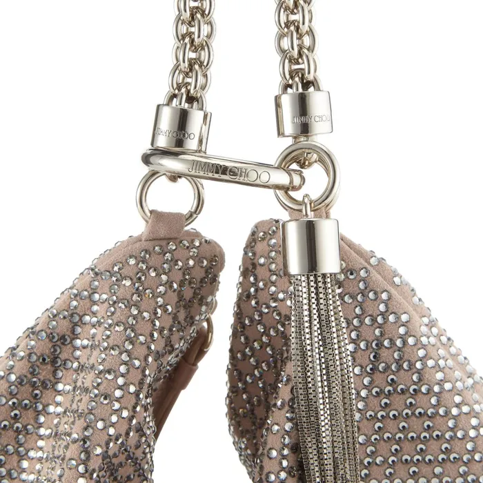 Callie Ballet Pink Suede Clutch Bag With Diamond Motif And Crystal Hotfix Ballet Pink Women JIMMY CHOO Clutch Bags
