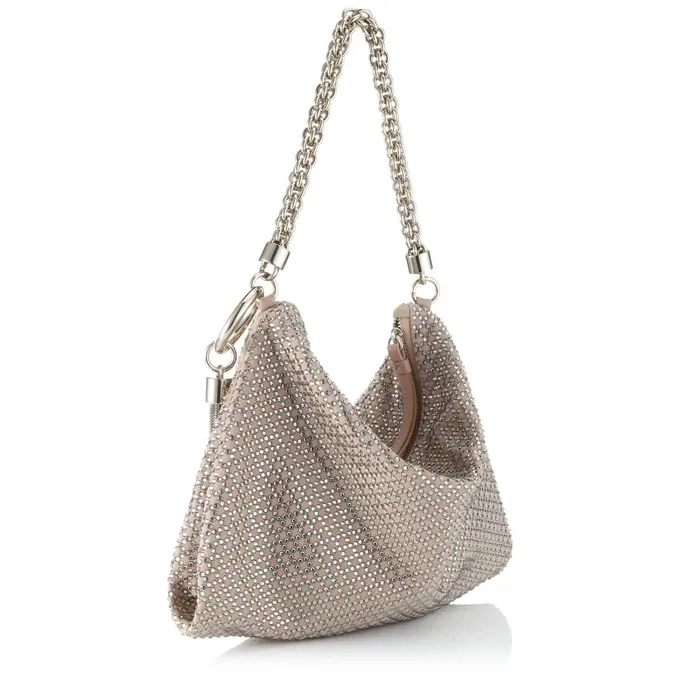 Callie Ballet Pink Suede Clutch Bag With Diamond Motif And Crystal Hotfix Ballet Pink Women JIMMY CHOO Clutch Bags