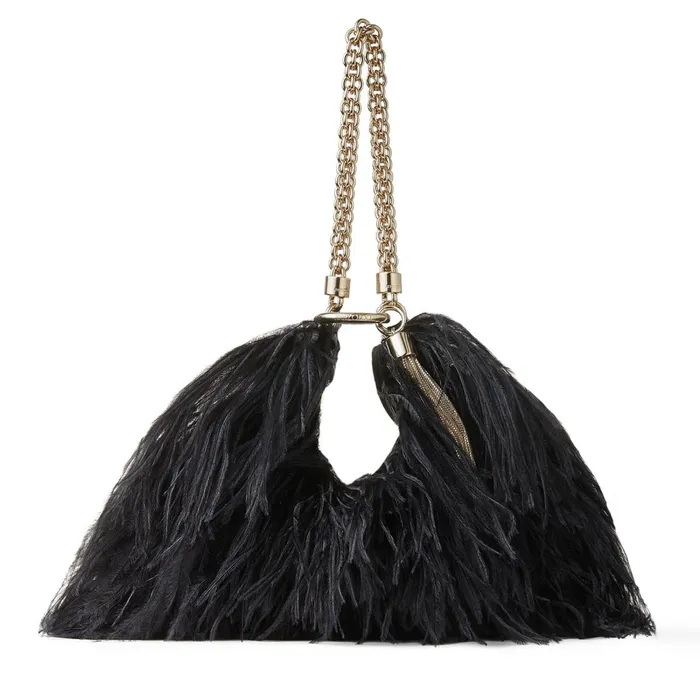 Callie Black Leather Clutch Bag With Ostrich Feather Black Women JIMMY CHOO Clutch Bags Callie Black Leather Clutch Bag With Ostrich Feather Black Women JIMMY CHOO Clutch Bags