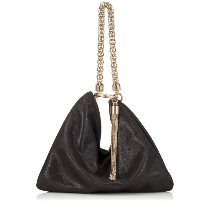 Callie Black Shimmer Suede Clutch Bag Black Women JIMMY CHOO Clutch Bags