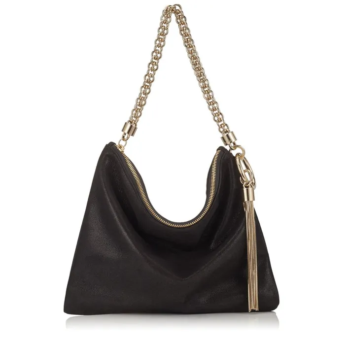 Callie Black Shimmer Suede Clutch Bag Black Women JIMMY CHOO Clutch Bags