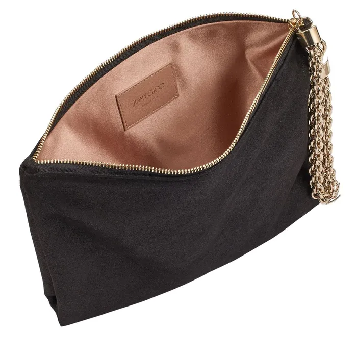 Callie Black Shimmer Suede Clutch Bag Black Women JIMMY CHOO Clutch Bags
