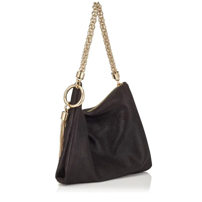 Callie Black Shimmer Suede Clutch Bag Black Women JIMMY CHOO Clutch Bags