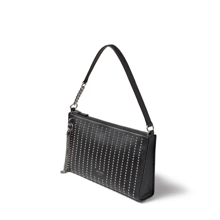 Callie Mini Hobo Black Smooth Calf Leather Mini Hobo Handbag With Stud Embellishment Black Women JIMMY CHOO Small Leather Goods